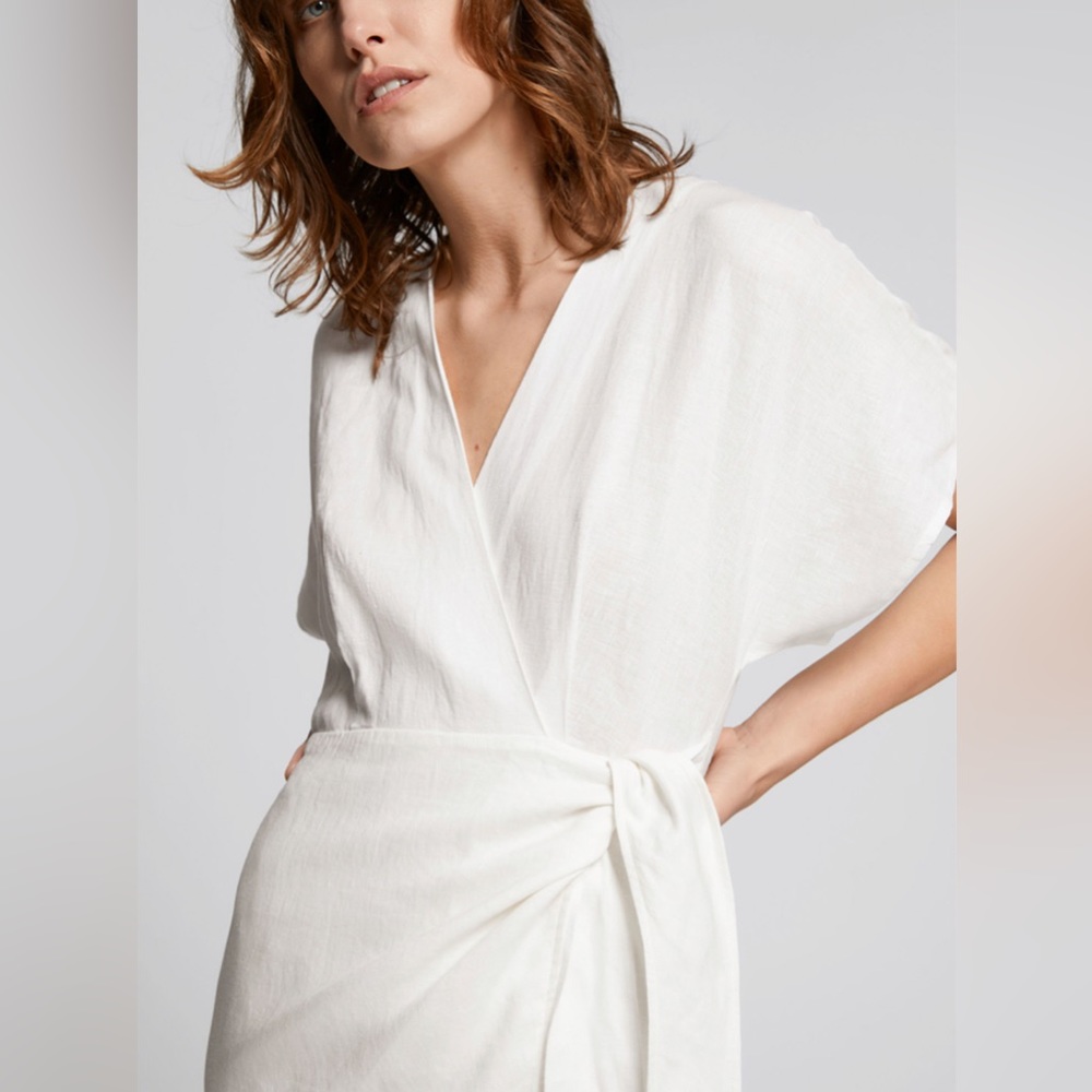 NWT & Other Stories White Linen Wrap Dress